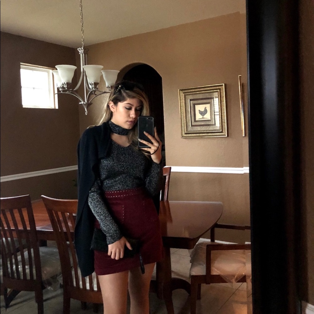 LONG SLEEVE CHOKER GLITTER TOP